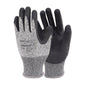 SUPPORTED HAND GLOVES HAVING HPPE CUT-4 LINER 13 GAUGE WITH BLACK PU COATING SMOOTH FINISH