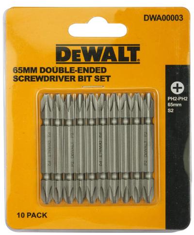 DEWALT DWA00003 65 mm PH2-PH2 D-end S2 BITS SET (10PC)