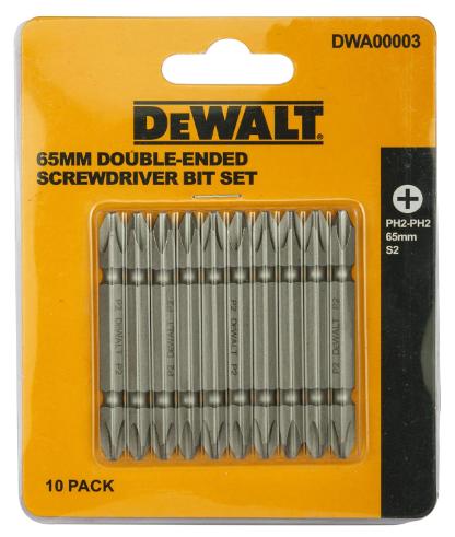 DEWALT DW00003M-IN Magnetic 65 mm PH2-PH2 D-end S2 BITS SET (10PC)