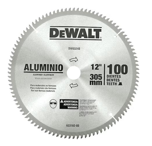 DEWALT DW03240-IN Saw Blade 12" 100T Aluminum